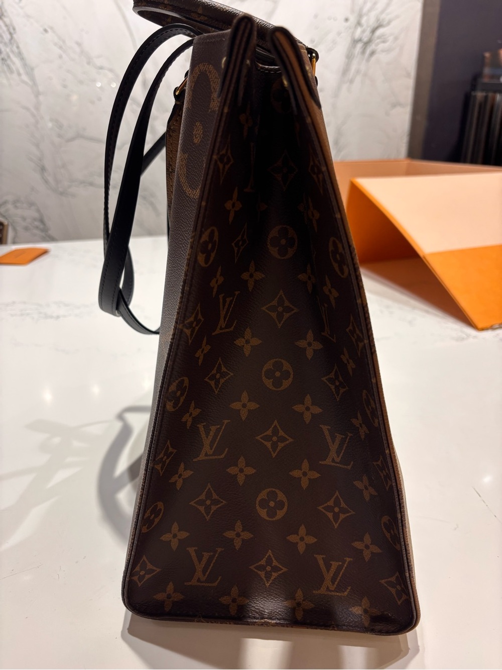 Louis Vuitton Brown Monogram Tote Shoulder Bag - Picture 3 of 9